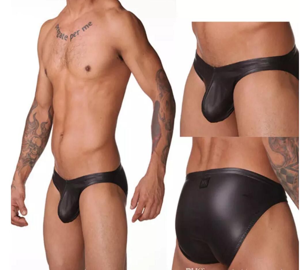 Black Sexy Men Underwear Faux Leather Bodycon Panties Low Waist Briefs Wrapped Thongs Male Exotic Underpants от DHgate WW