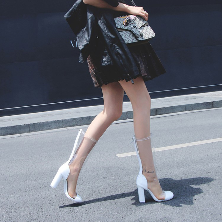 runway style transparent pvc mix silk women boots round toe chunky high heel rain boot women size 34-43 high heels, White
runway style transparent pvc mix silk women boots round toe chunky high heel rain boot women size 34-43 high heels, White