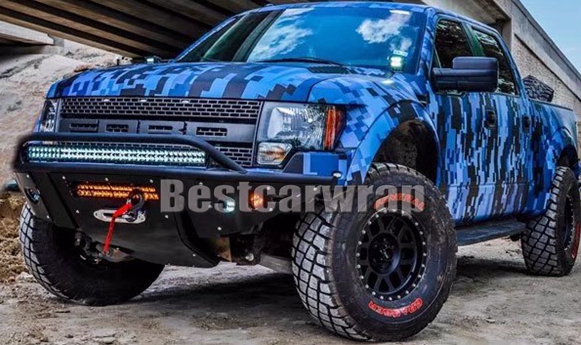 2018 Digital Blue Camouflage Vinyl For Car Wrap Camo styling Covering Film with air release / Bubble Free Size 5x(32ft/67ft/98ft )