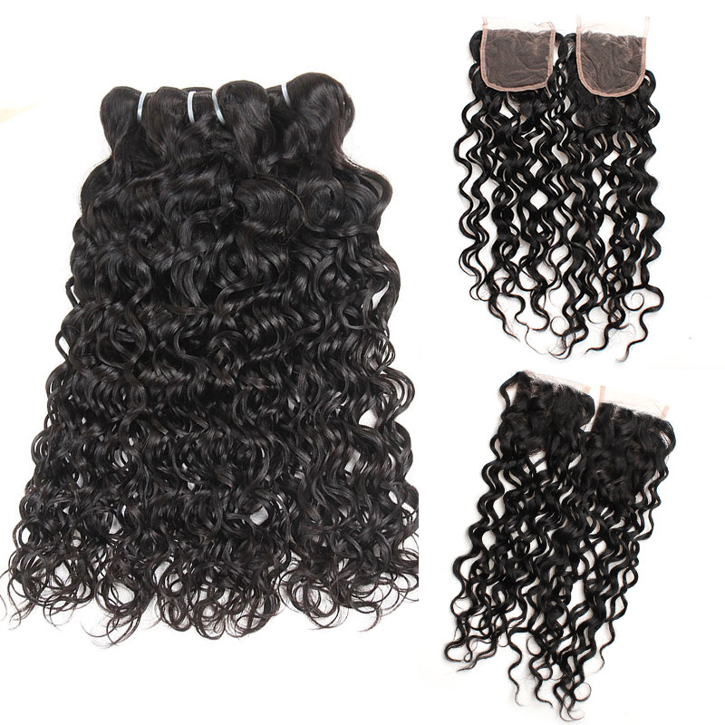 Peruvian Water Wave Bundles with Lace Closure Unprocessed Virgin Human Hair Weave Weft with Lace Closure Free Middle 3 Part Double Weft, Natural color
Peruvian Water Wave Bundles with Lace Closure Unprocessed Virgin Human Hair Weave Weft with Lace Closure Free Middle 3 Part Double Weft, Natural color