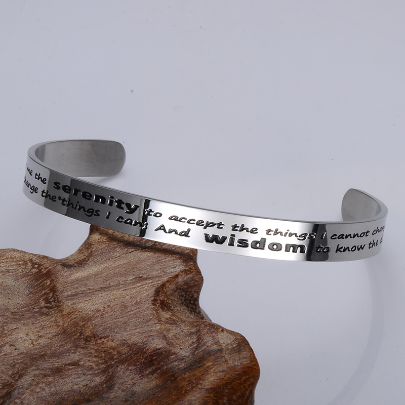 2019 New Products Serenity Wisdom Cuff Bangle Bracelet Titanium Steel Jewelry Religion Cuff Bracelet Bangle for Man, Black
2019 New Products Serenity Wisdom Cuff Bangle Bracelet Titanium Steel Jewelry Religion Cuff Bracelet Bangle for Man, Black