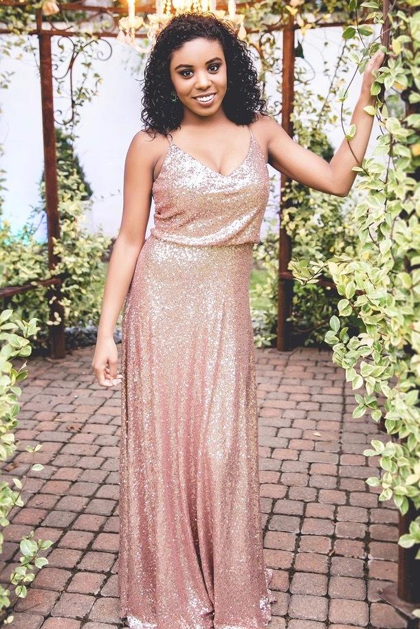 2024 Bg Sparkly Bridesmaid Rose Gold Sequined Cheap Mermaid Two Pieces Backless Sequins Beach Party Dresses Wedding Guest Dress 403 6660311