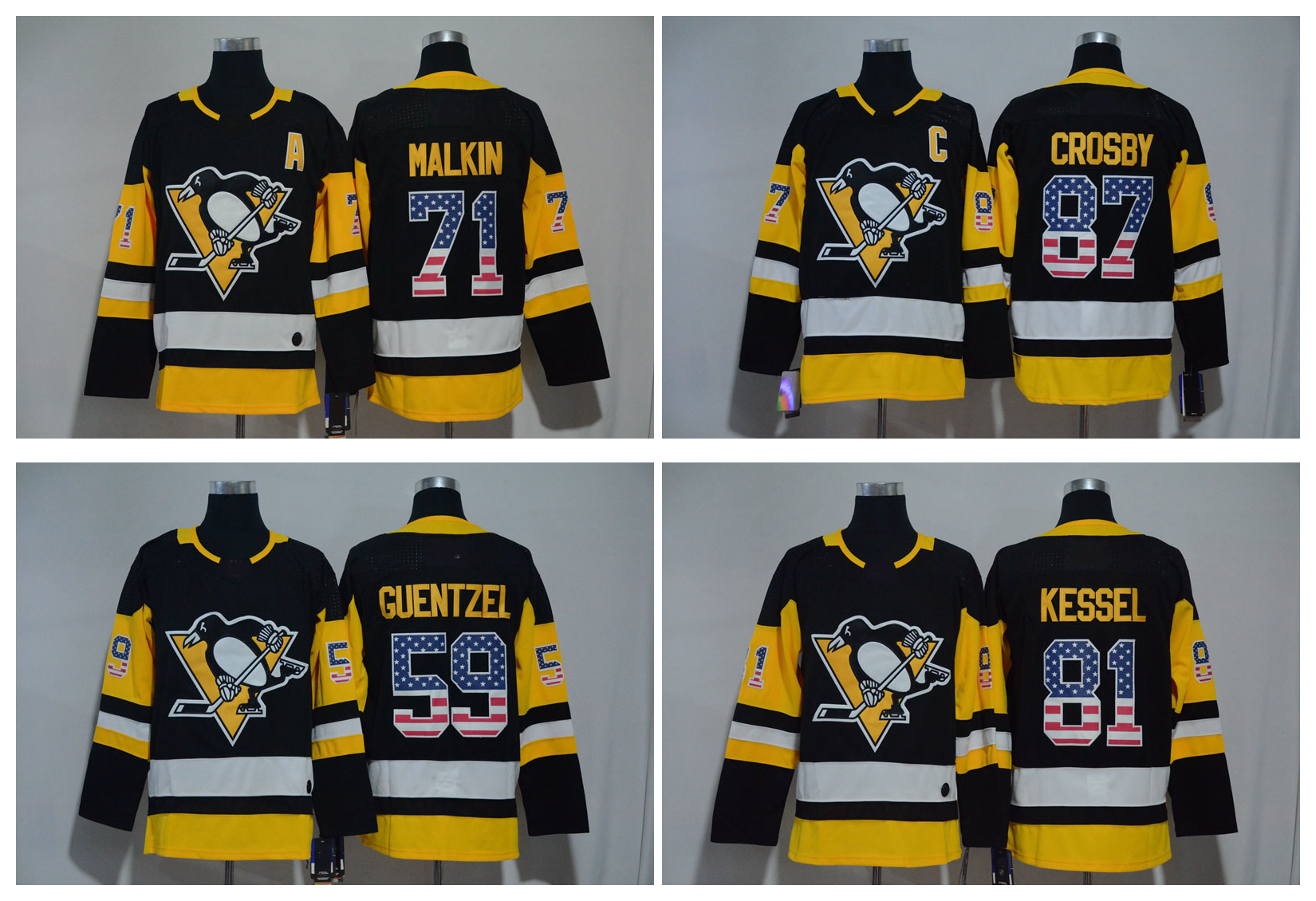 2018 USA Flag Jerseys Pittsburgh Penguins 87 Sidney Crosby 59 Jake Guentzel 71 Evgeni Malkin 81 Phil Kessel Black Stitched Hockey Jerseys
2018 USA Flag Jerseys Pittsburgh Penguins 87 Sidney Crosby 59 Jake Guentzel 71 Evgeni Malkin 81 Phil Kessel Black Stitched Hockey Jerseys
