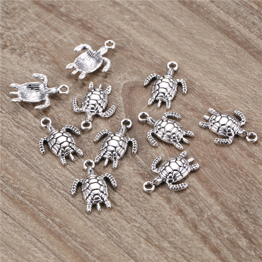 100pcslot 2317mm antique silver Alloy Turtle charms Pendant for Jewelry Making Metal Animal Pendant for DIY Findings