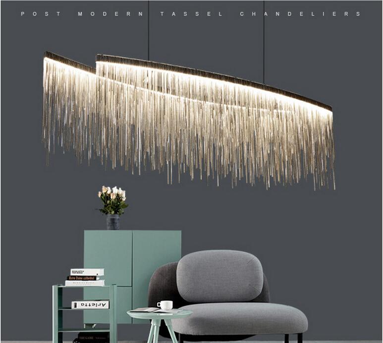 Modern Minimalist LED Pendant Lights Aluminum Chain Chandelier Lamp Suspension Chandeliers for livingroom Restaurant Bar