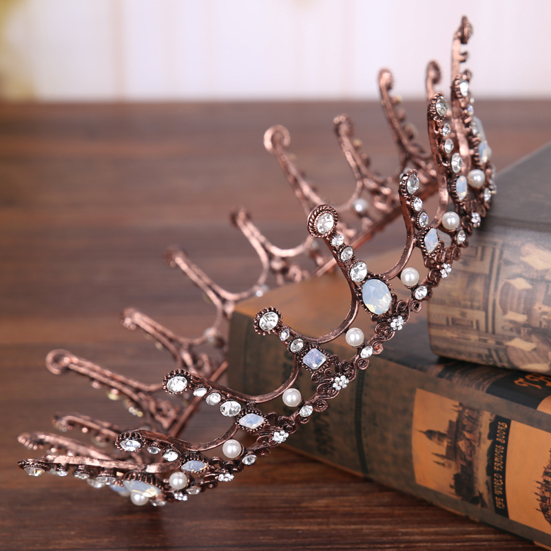 Vintage Bridal Crown Rose Gold Rhinestone Crystals Wedding Crowns Crystal Headpieces Hair Accessories Party Tiaras Baroque chic Handmade