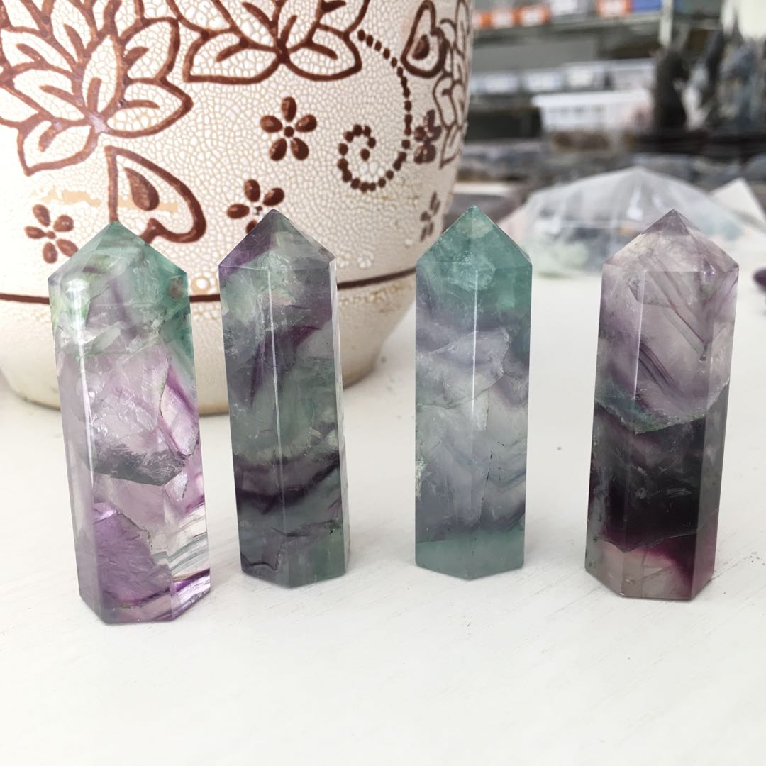 Free shipping Wholesale 4pcs Natural purple green fluorite QUARTZ CRYSTAL WAND POINT Column Sceptres Pillar HEALING Reiki Chakra pendant
Free shipping Wholesale 4pcs Natural purple green fluorite QUARTZ CRYSTAL WAND POINT Column Sceptres Pillar HEALING Reiki Chakra pendant