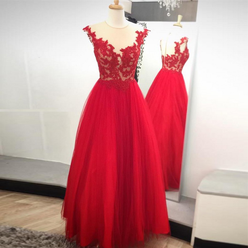 Gorgeous Red Tulle Prom Dresses Sheer Neck Cap Sleeves Appliques Tulle Floor Length Ball Gown Evening Dresses Party Dress, White
Gorgeous Red Tulle Prom Dresses Sheer Neck Cap Sleeves Appliques Tulle Floor Length Ball Gown Evening Dresses Party Dress, White