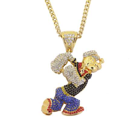Bling Bling Iced Out Large Size Cartoon Movie Crystal pendant Hip hop Necklace 30inch stainless steel cuban chain N634B
Bling Bling Iced Out Large Size Cartoon Movie Crystal pendant Hip hop Necklace 30inch stainless steel cuban chain N634B