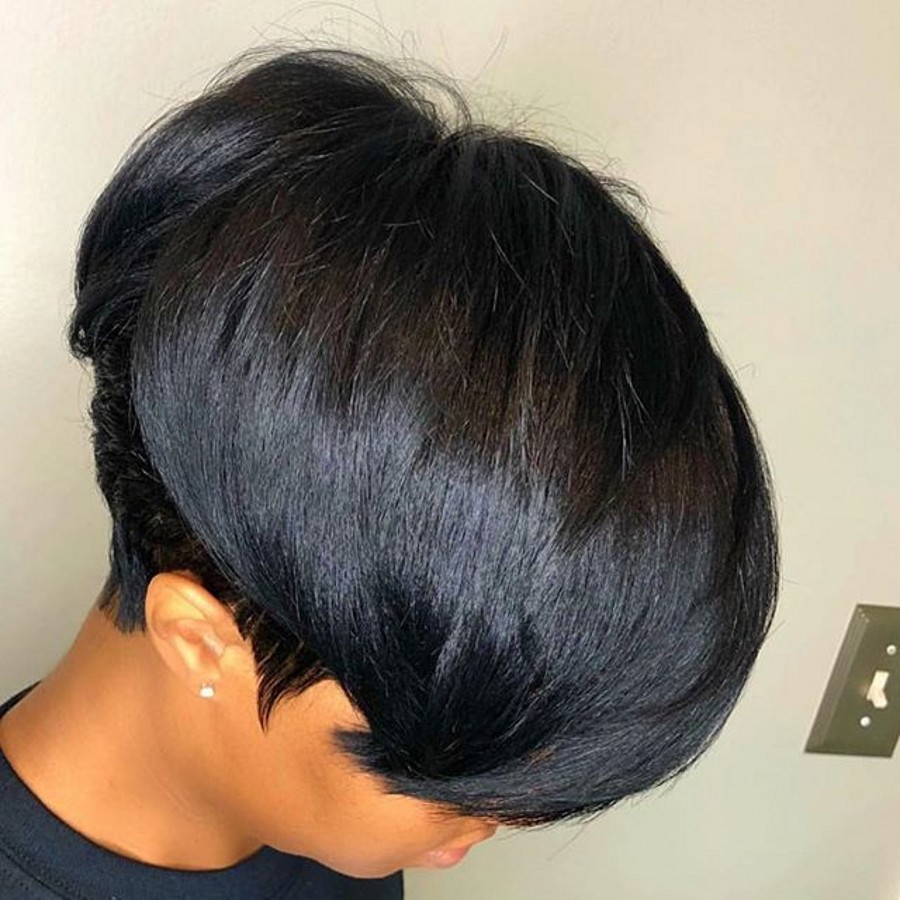 New Short Lace Front Human Hair Wig With Bangs Bob Pixie Cut African Haircut Style Brazilian Wigs For Black Women