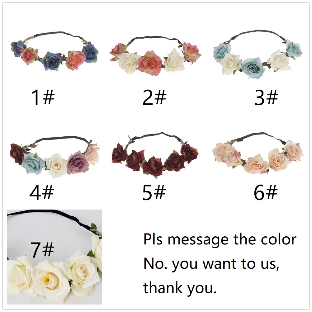 rose head band headpiece flowers hair headbands for women flower crown holiday hair accessories floral headband beach party hair flowers