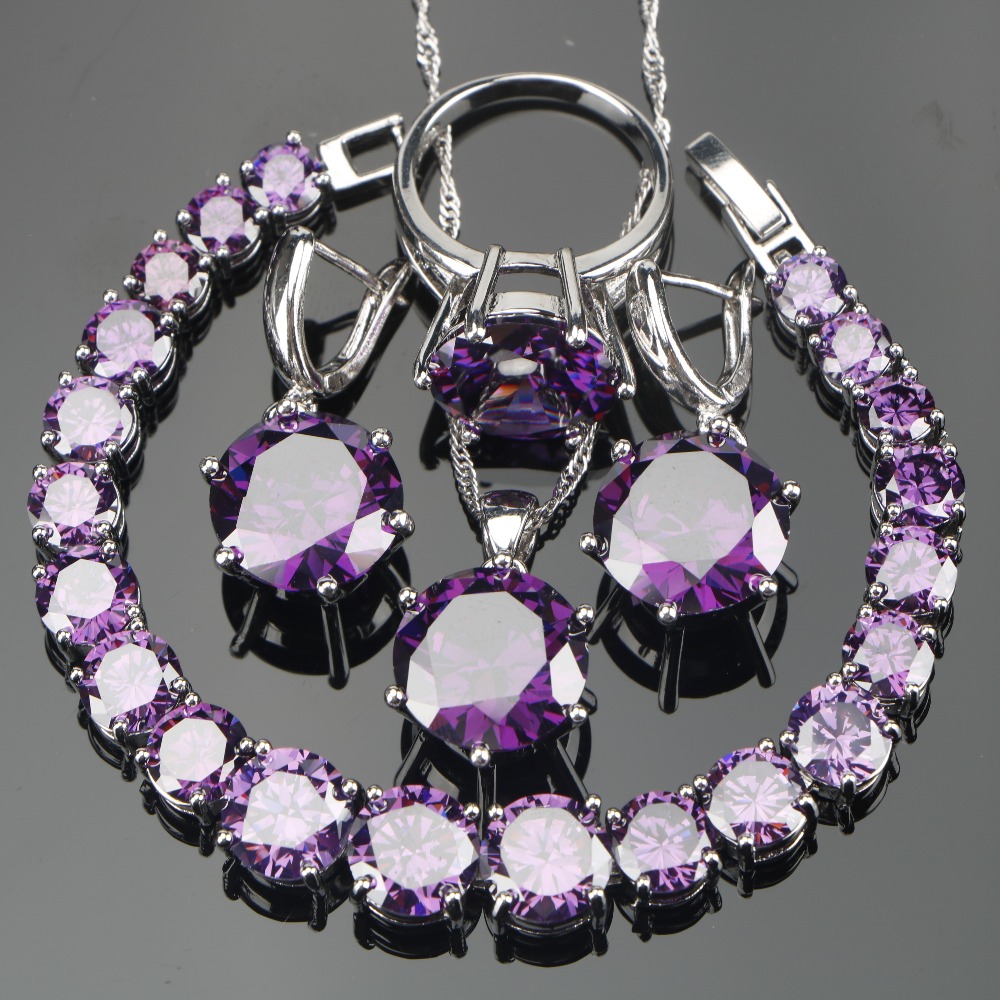 whole saleWedding Purple Zircon Silver 925 Jewelry Sets Bracelets Earrings With Stones Pendant&Necklace Rings Set Jewellery Gift Box
whole saleWedding Purple Zircon Silver 925 Jewelry Sets Bracelets Earrings With Stones Pendant&Necklace Rings Set Jewellery Gift Box