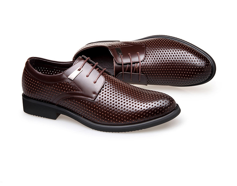 2018 High Fashion Men Shoes Ventilate Genuine Leather Lace Up Men Formal Occasions Shoes US Size 7-11 With Free Shipping