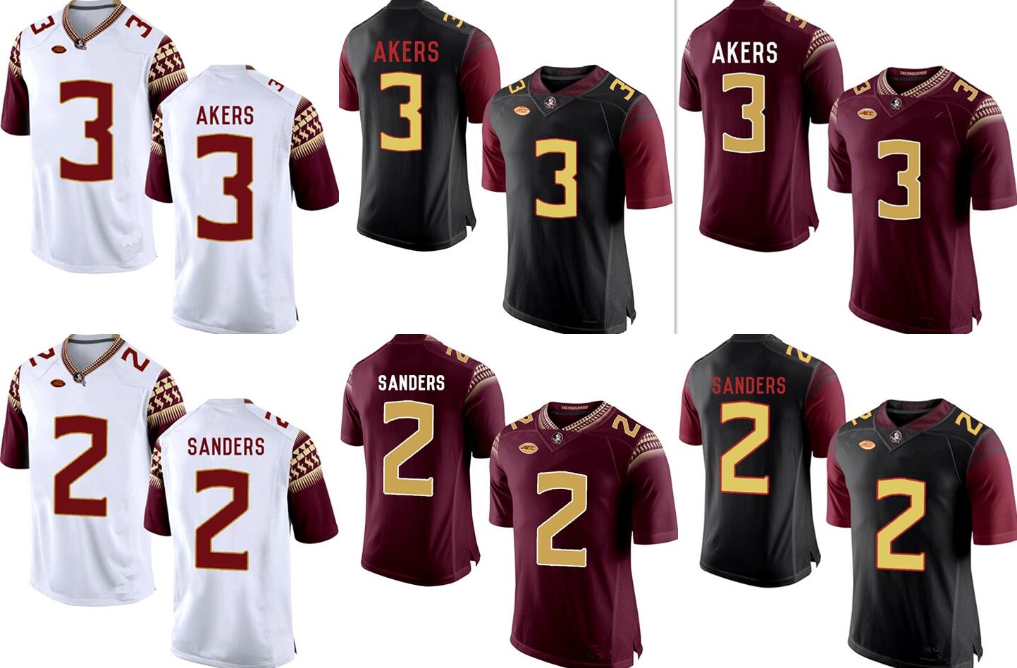 2 FSU AKERS 3 College Football Jersey FSU SANDERS Sewing Logos size S-3XL Sport jerseys-Factory Outlet, Black
2 FSU AKERS 3 College Football Jersey FSU SANDERS Sewing Logos size S-3XL Sport jerseys-Factory Outlet, Black