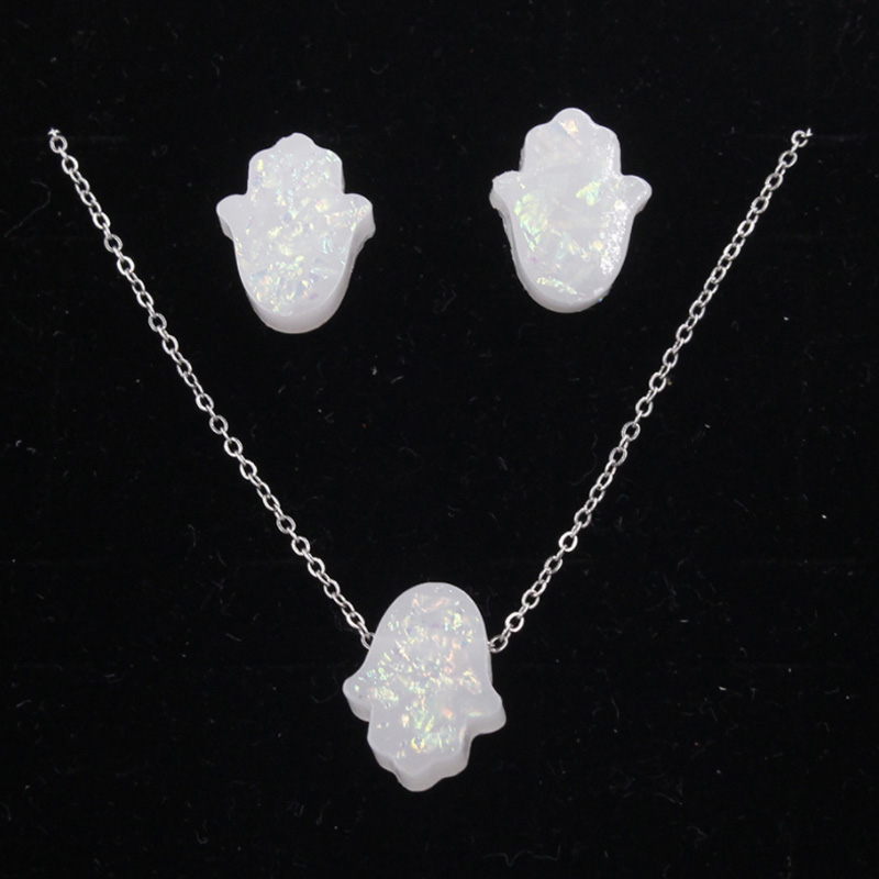 Fnixtar Fire Blue Opal Hamsa & Hand Jewelry Sets For Women Necklace Pendant Stud Earrings OP Jewelry Set Gift 3 set /lot, Silver
Fnixtar Fire Blue Opal Hamsa & Hand Jewelry Sets For Women Necklace Pendant Stud Earrings OP Jewelry Set Gift 3 set /lot, Silver