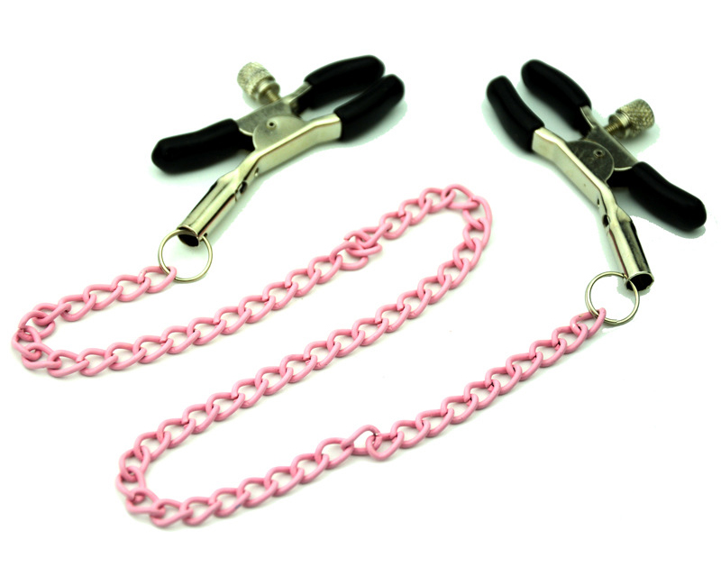 Adult Products Bondage Nipple Clamps Sex Chain Toys Stainless Steel Sexy Black Nipples With Silica gel pad