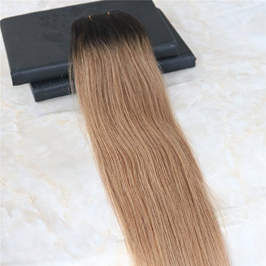 Human Hair Extensions Tape Remy Hair Full Head Balayage Color #2 Fading to #6 Mixed Honey Blonde Skin Weft 100g 40Pcs Seamless