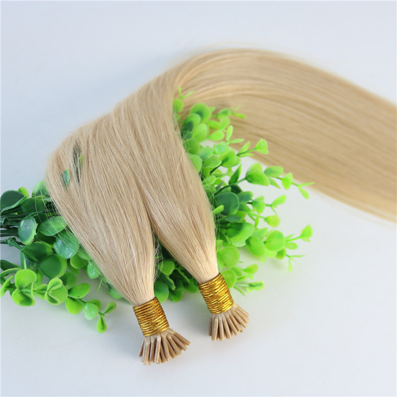 I-tip Brazilian Human Hair Extensions Light Blonde 100Strands 100gram 24# Straight Keratin Stick Human Hair Extensions