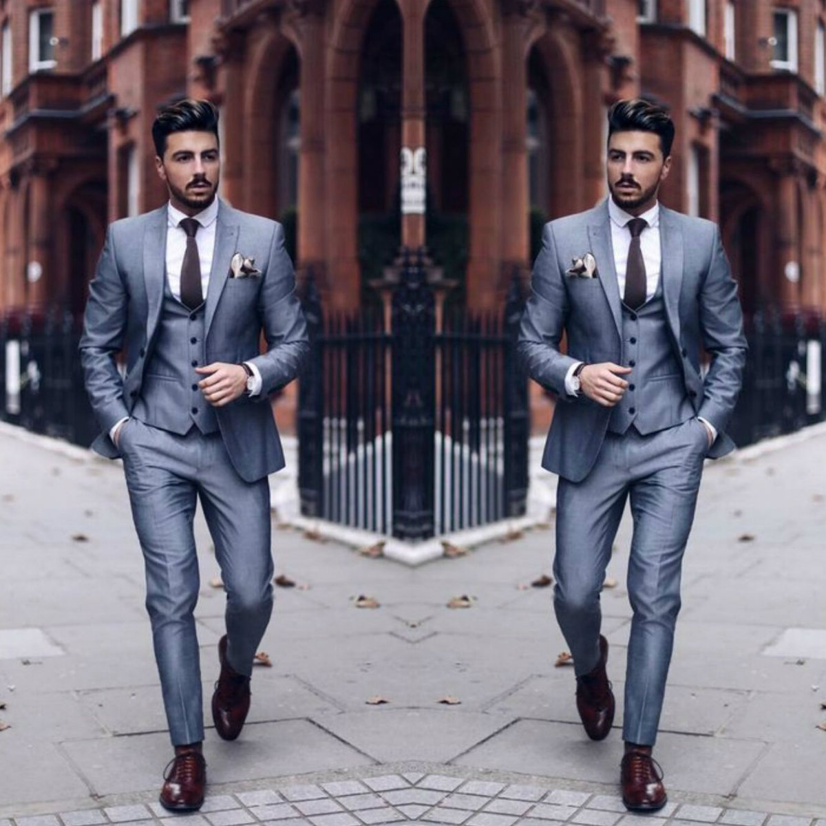 Latest Customize Slim Fit Groom Tuxedos Groomsmen Grey Side Vent Suit Wedding Best Men's Suits (Jacket+Pants+Vest)