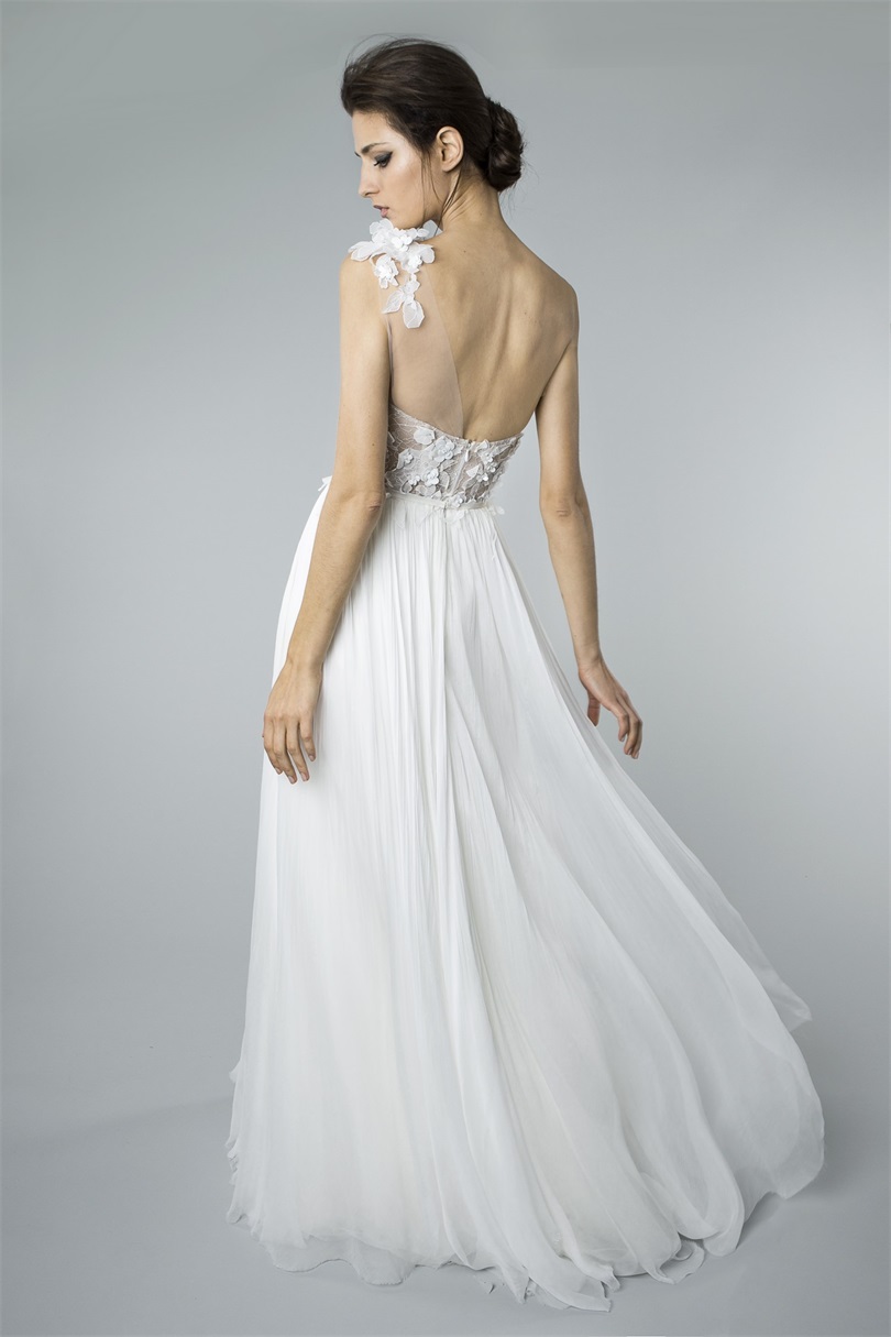 2018 Mira Zwillinger Boho Wedding Dresses 3D Floral Applique One Shoulder A Line Beach Bridal Dress Floor Length Cheap Wedding Gown Plus