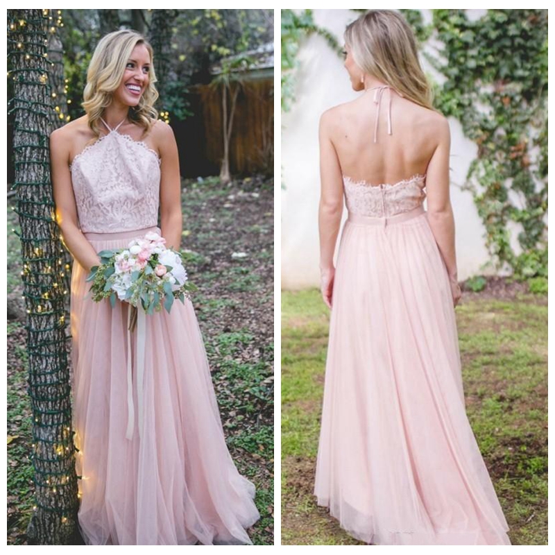 2018 Halter Lace Top Long Bridesmaid Dresses A Line Sexy Backless Maid of Honor Gowns Western Country Wedding Guest Dress Custom
2018 Halter Lace Top Long Bridesmaid Dresses A Line Sexy Backless Maid of Honor Gowns Western Country Wedding Guest Dress Custom