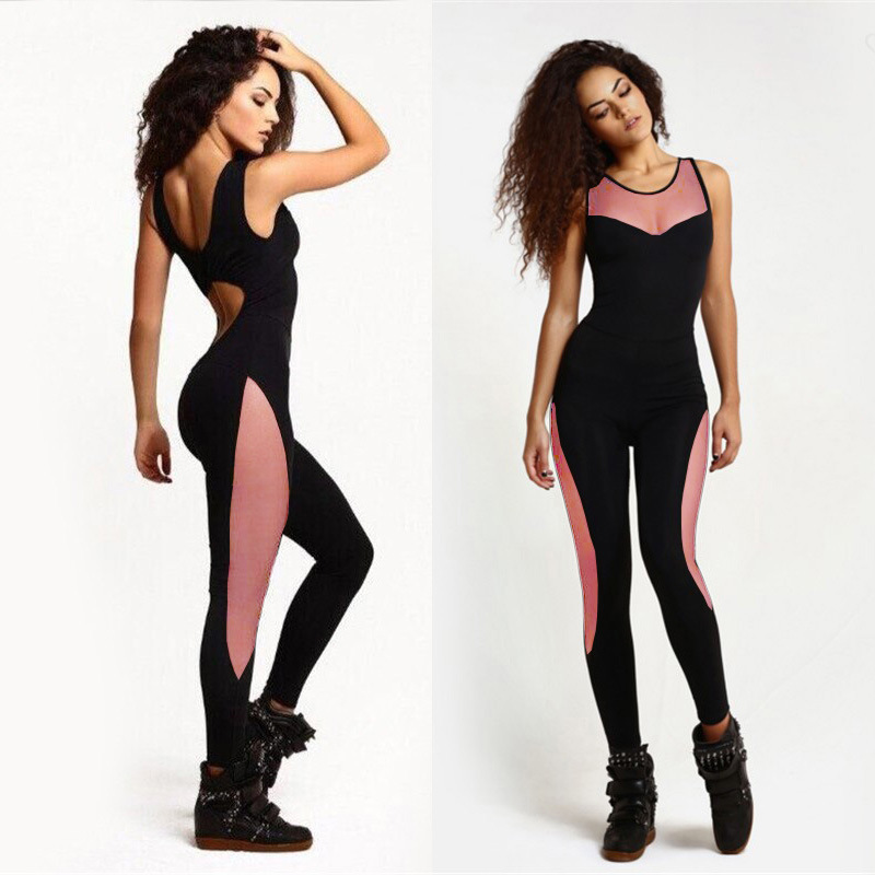 New Solid Jumpsuits Sport Suit Women Tracksuit Yoga Set Fitness Gym Running Pants Sportswear Leggings Tight Sports Clothing Y1890306