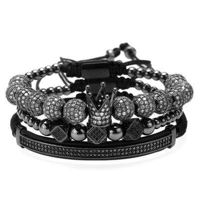 3pcs/set couple bracelet/stainless steel beads/crown/for lovers/bracelets for women men luxury jewelry man pulseira Gift Valentine's Day Holiday 