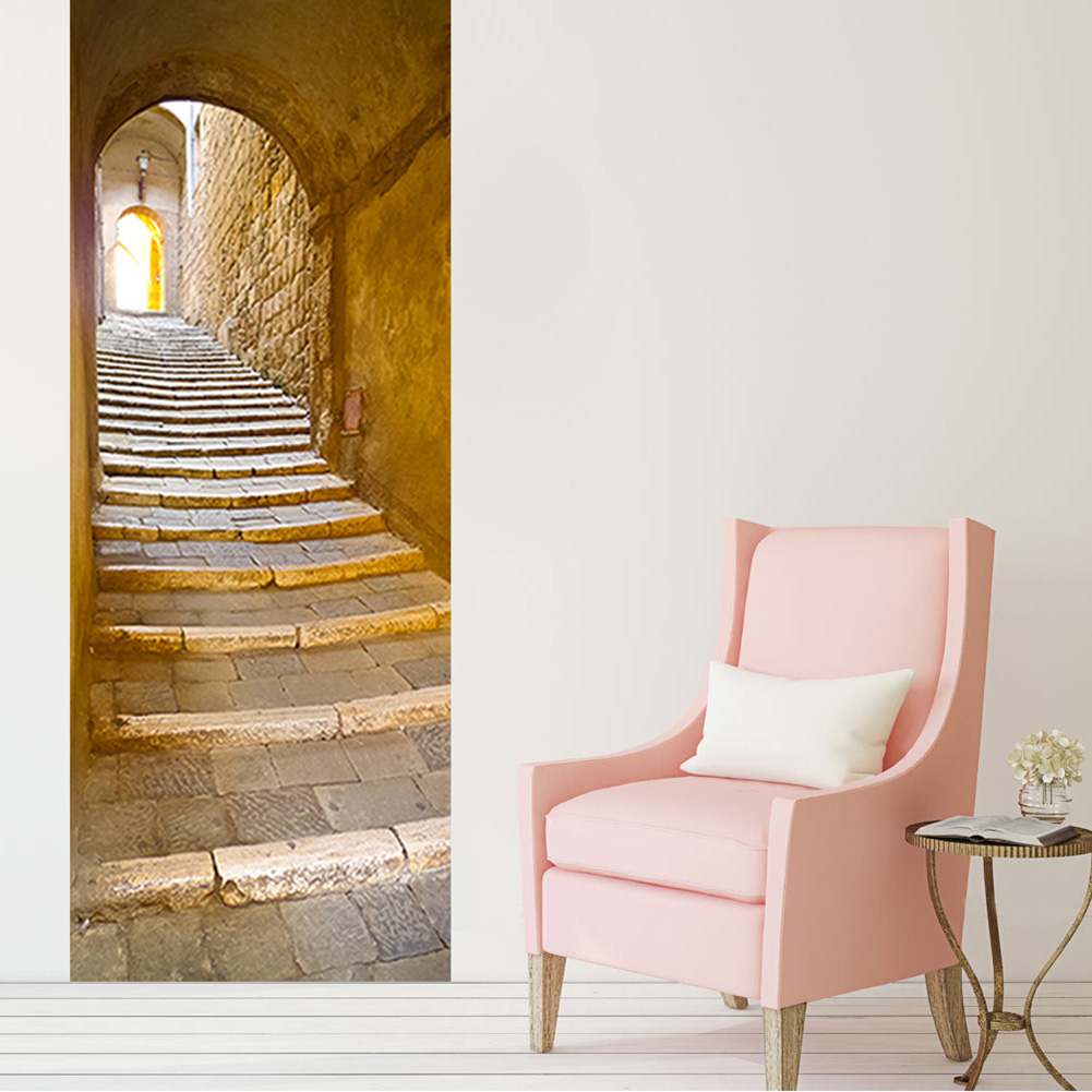 2Pcs/set Stone Steps Door Stickers European Style Wall Sticker for Bedroom Living Room Decor Poster PVC Waterproof Decal