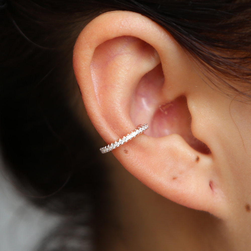 no piercing cuff earring 2024 factory wholesale fine 925 sterling silver simple earbone ear clip cz circle thin band minimal earring cuff