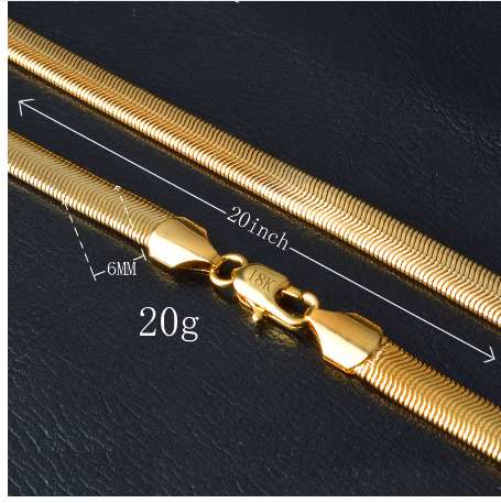 HIP Hop 20 Inches 6MM Flat Snake Chain Stainless Steel Gold Chain Necklaces for Men Women Jewelry