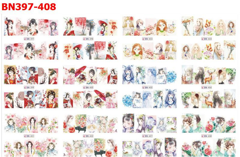 12 sets/sheet Nail Sticker Decal Sliders for Nail Art Decoration Tattoo Manicure Wraps Tools Tip XB1