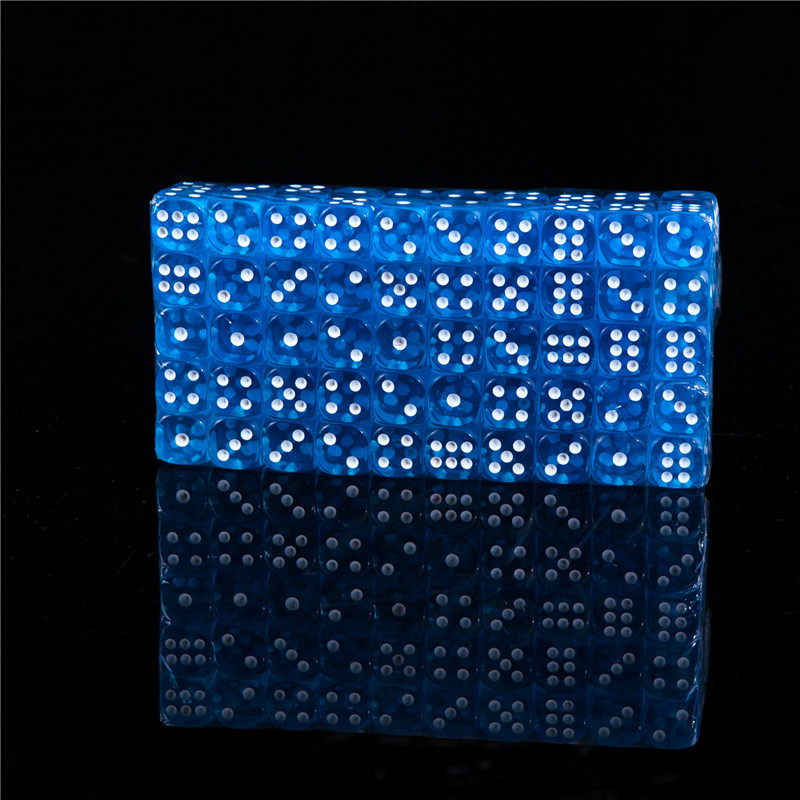New 100pcs 1218MM Dice Transparent Color Point 16 Digital Automatic Game KTV Dice Acrylic Gambing Dices