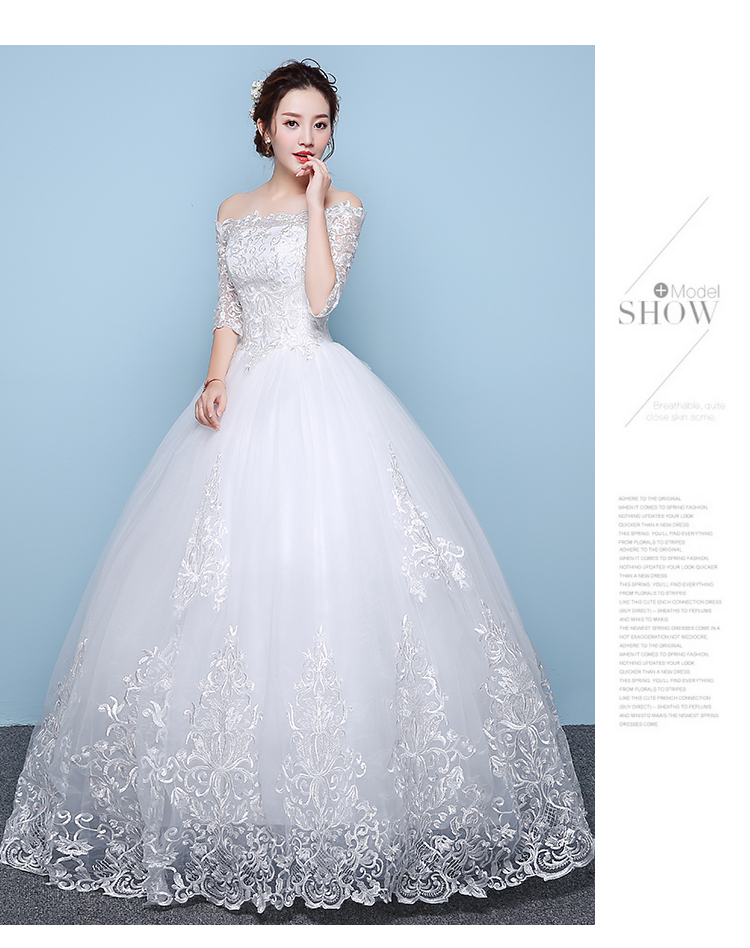 Princess Haft Lace Sleeve Wedding Dresses 2018 Elegant One Neck Ball Gown Bridal Dress Wedding Gown Vestidos de Novia
