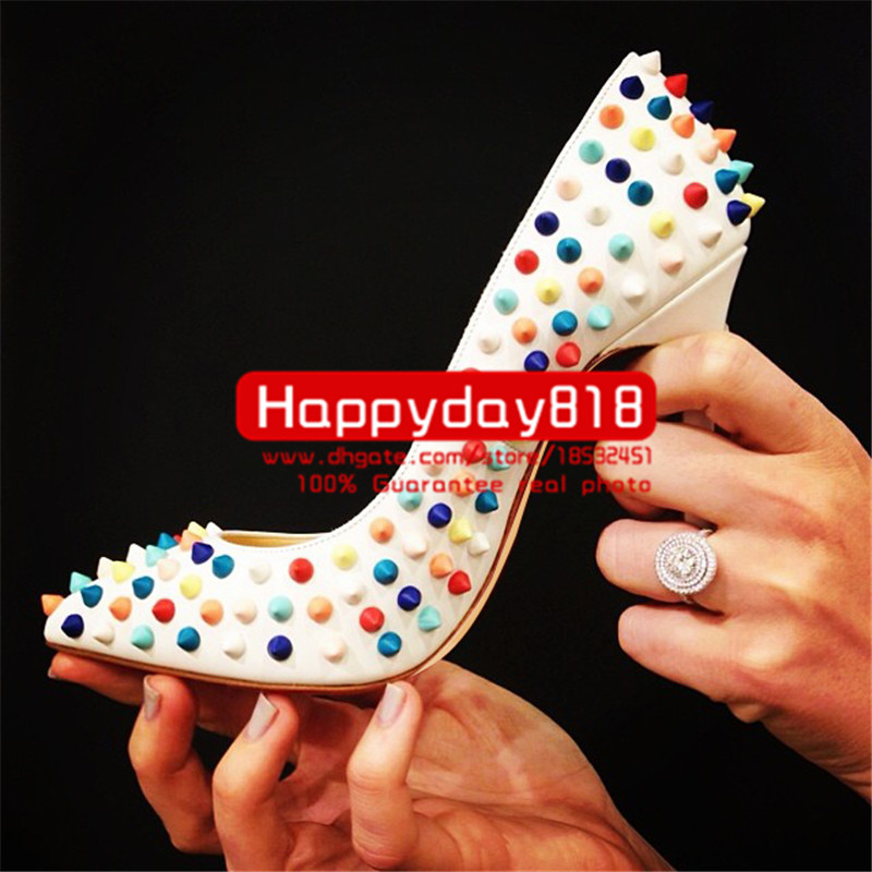 Free shipping fashion women pumps sexy lady white point toe studded spikes high heels shoes come with dustbag and box real leather newest, White 12cm
Free shipping fashion women pumps sexy lady white point toe studded spikes high heels shoes come with dustbag and box real leather newest, White 12cm