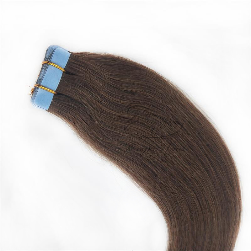 Human Hair Extensions PU Tape Remy Hair Full Head Balayage Color #4 Skin Weft 50g 20PCS Hair Extensions