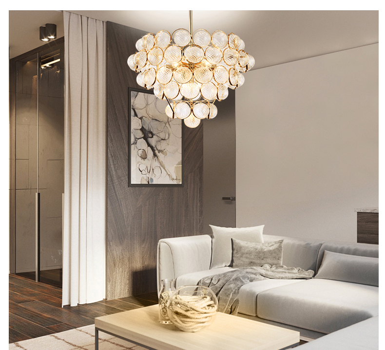 LED Modern Chandelier American Golden Chandeliers Lights Fixture Glass Balls Droplight Foyer Home Hanging Lamps 3 White Light Color Dimmable
