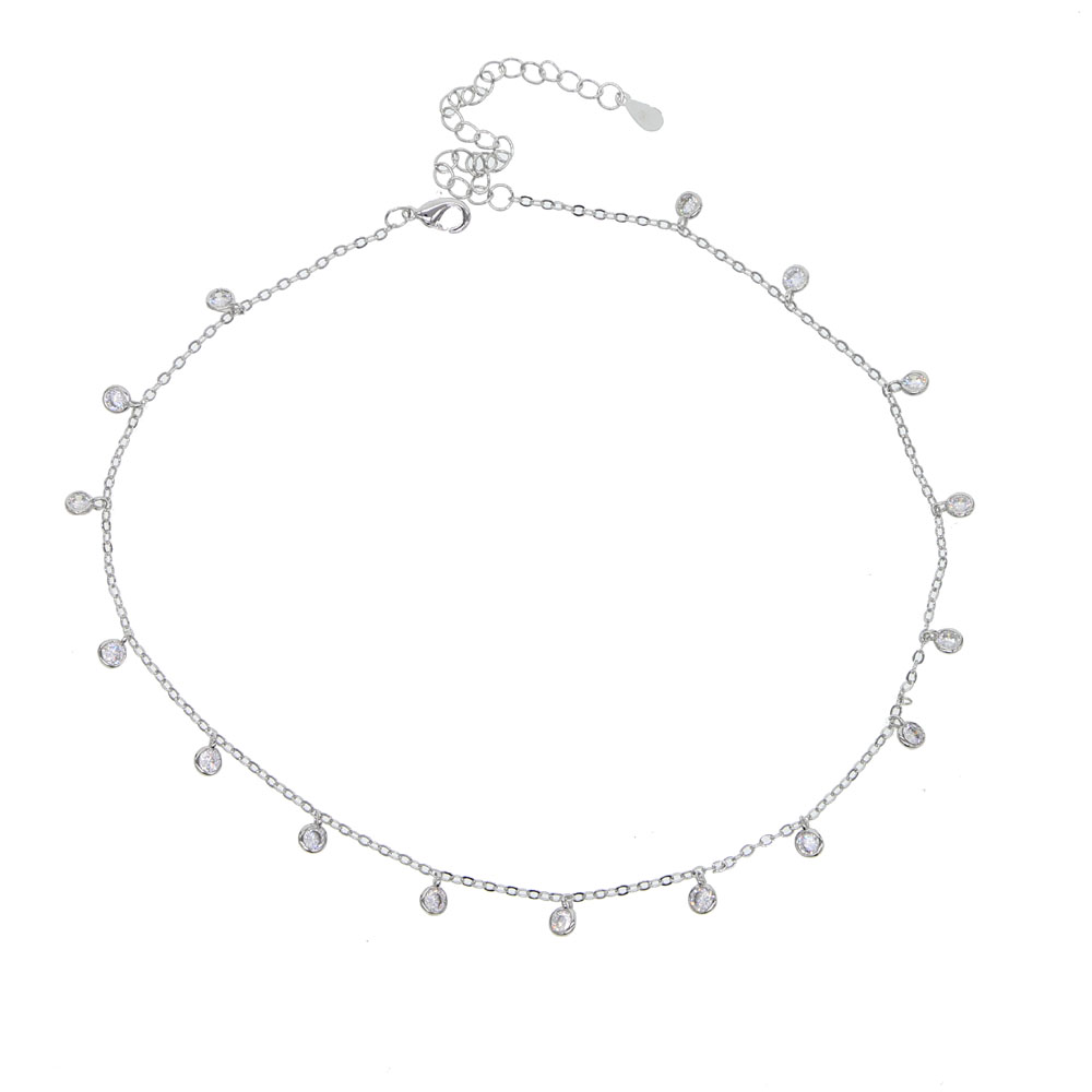 cz drop charm choker necklaces rose gold silver plated fashion jewelry elegance women gift statement collarbone necklace