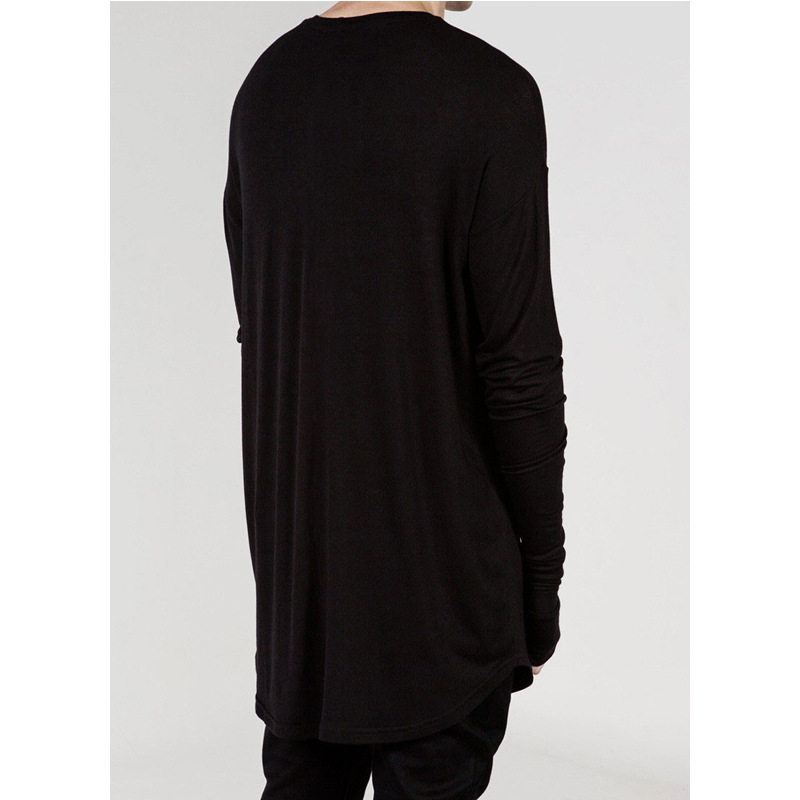 High Street mens T Shirt Extended TShirts Men clothing Curved Hem Long line Tops Tees Hip Hop Urban Blank Shirts