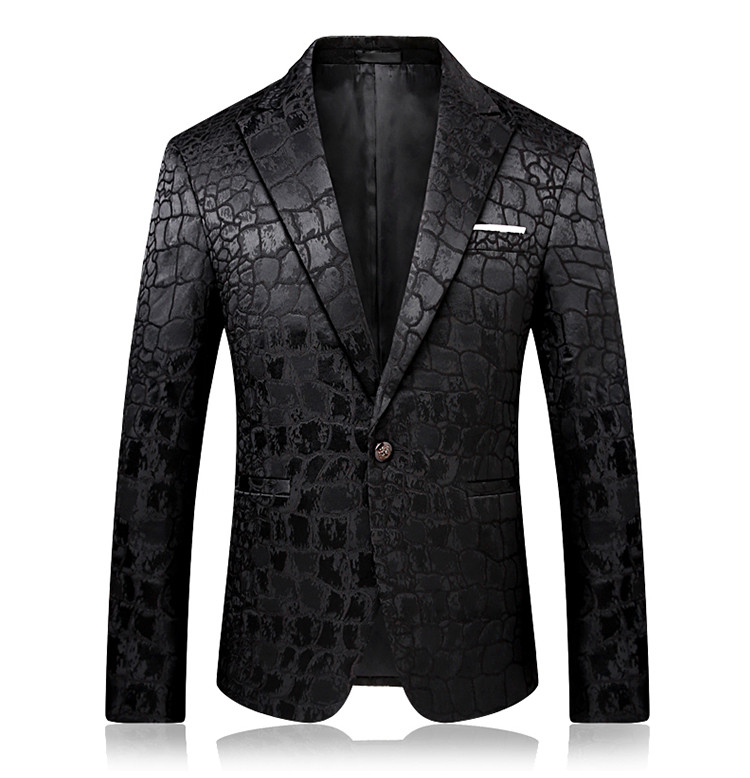 Mens Wedding Suits Tuxedos Just One Piece Handsome Mens Suits Print Black Jacket Wedding Suits For Men In Stock Plus Size Jackets Groom