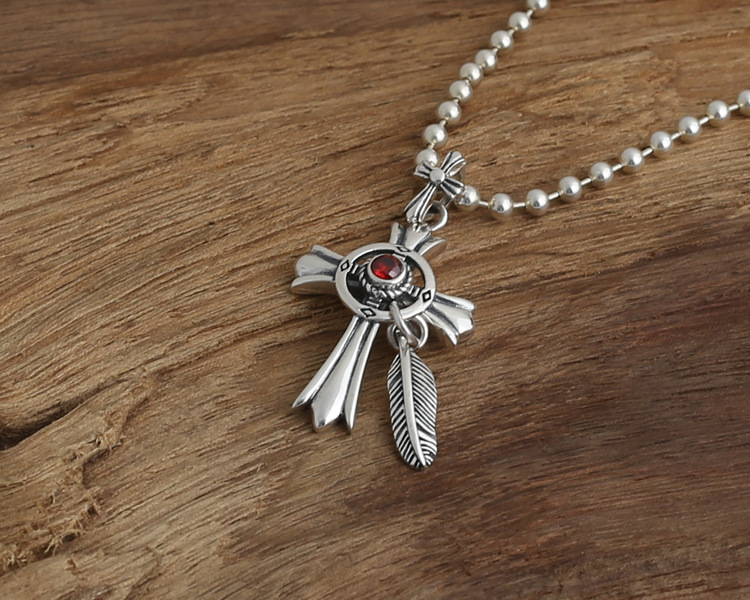 2018 new 925 sterling silver fashion jewelry vintage brand antique silver hand-made designer crosses feather pendants men