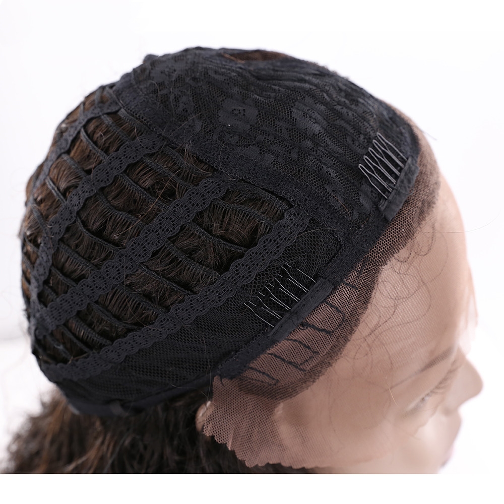 Afro Curly Hair Human Hair Capless Wigs 2#Color Virgin 130% density 18 inch Hair Wigs For Black Women