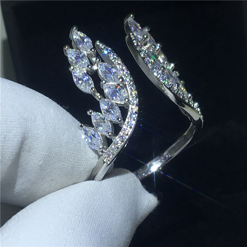 Angel wings ring 925 Sterling silver 5A Sona Cz Engagement wedding band rings for women Bridal Finger Jewelry