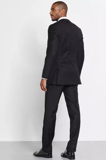 Handsome Mens Suits Black Men Wedding Suits Slim Fit Bridegroom Custom Made Two Pieces (Jacket+Pants) Wedding Groom Tuxedos Top Quality