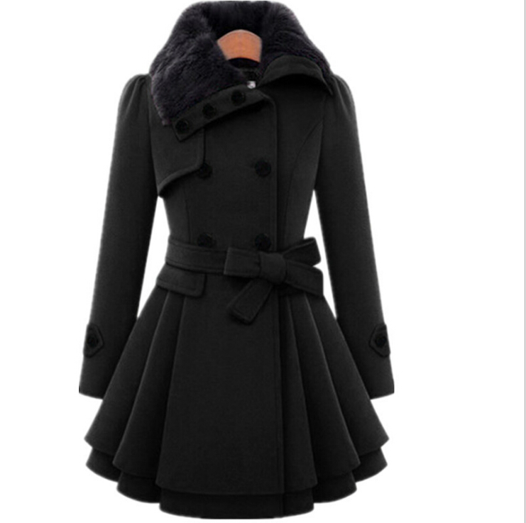 Winter Jacket Women Big Size Women Slim Long Sleeve Coat Double Breasted Coat Thick Coat Belt Womens Jacket Womens Coat