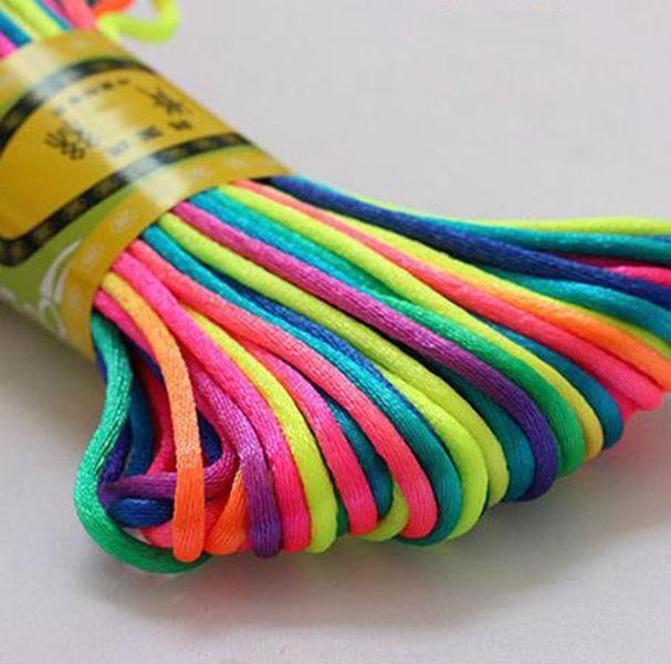 10 RollsLOT wire cord 20 meters each roll Chinese Knot Satin Nylon Braided Cord Macrame Beading Rattail 3mm