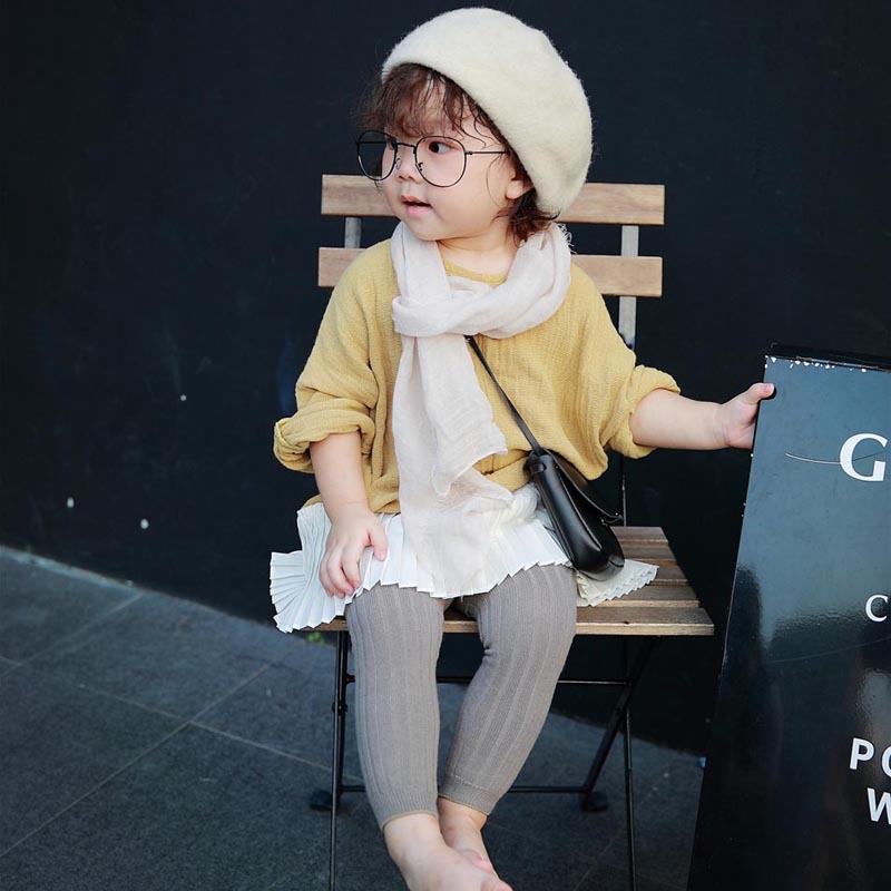 Autumn Girls Leggings Striped Skinny Girls Rib Leggings High Waist Children Clothes for Baby Clothing Wholesale