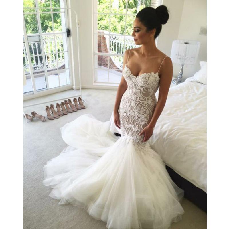 Luxury Spaghetti Straps Mermaid Wedding Dresses 2020 robe de mariage Mid-East Appliques Princess Sweetheart Wedding Dress vestido de noiva