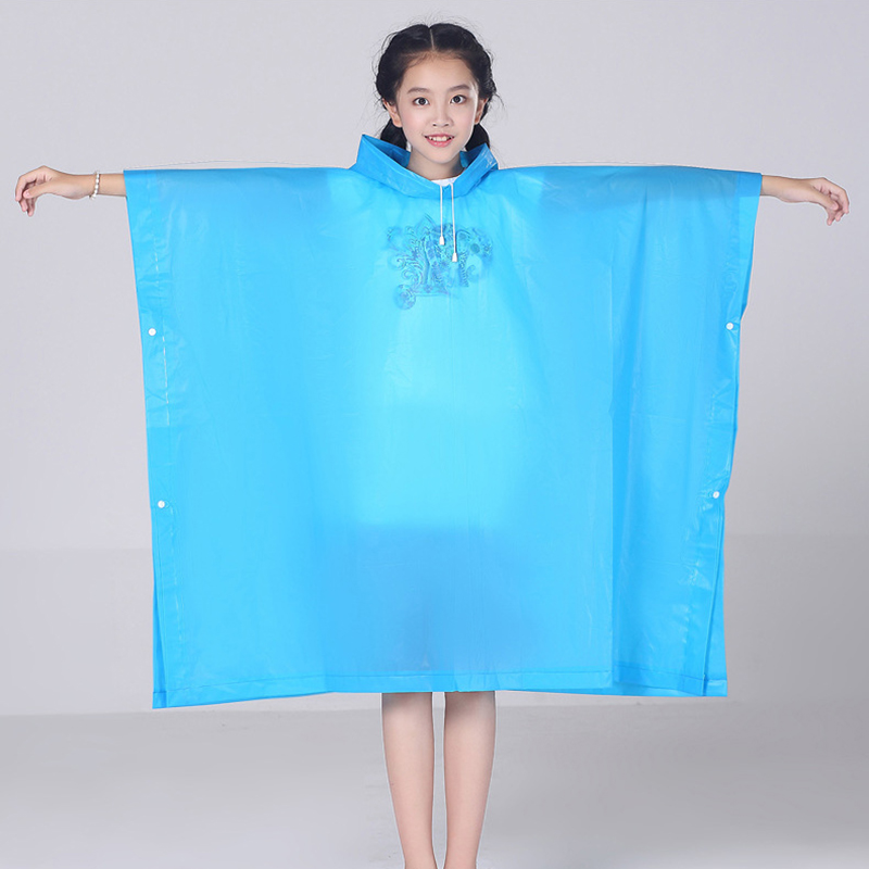 Reusable Children Raincoat Cartoon Transparent Waterproof Rainproof Rain Coat Kids Hooded Cloak Type Poncho Student Rainsuit