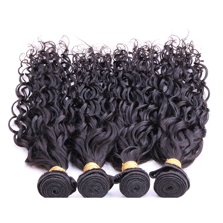 Peruvian Human Hair Bundles With 4X4 Lace Closure Baby Hair Extensions 4 Bundles With Closure Water Wave Natural Color 8-28inch