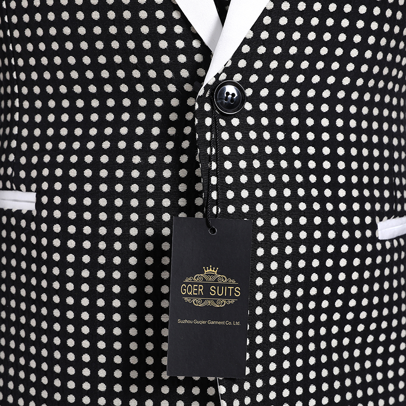 Black white point Groom Tuxedos One Button Side Vent Groomsmen Blazer High Quality Men Business Prom Suit(Jacket+Pants+Tie+Vest) 420